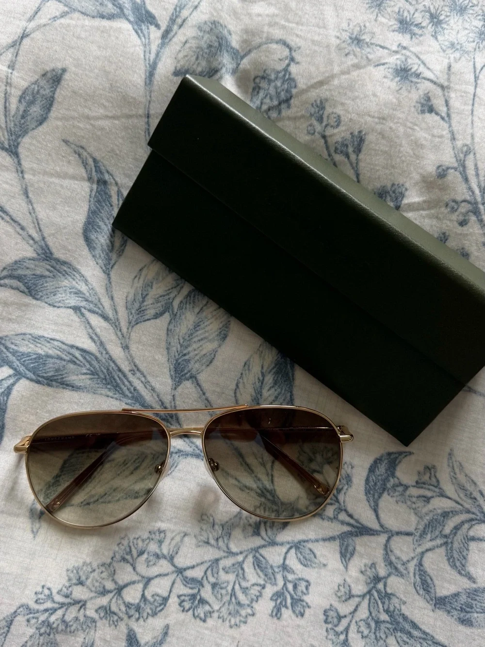 Longchamp Aviator Sunglasses in Gold with Brown Lenses - Women Accessories